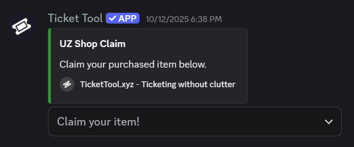 Ticket Tool Claim Embed