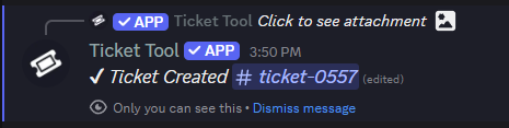 Ticket created message